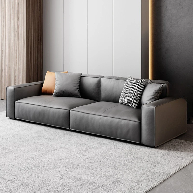 Casual sofa coffee table combination lunch break leather simple reception office sofa Italian style
