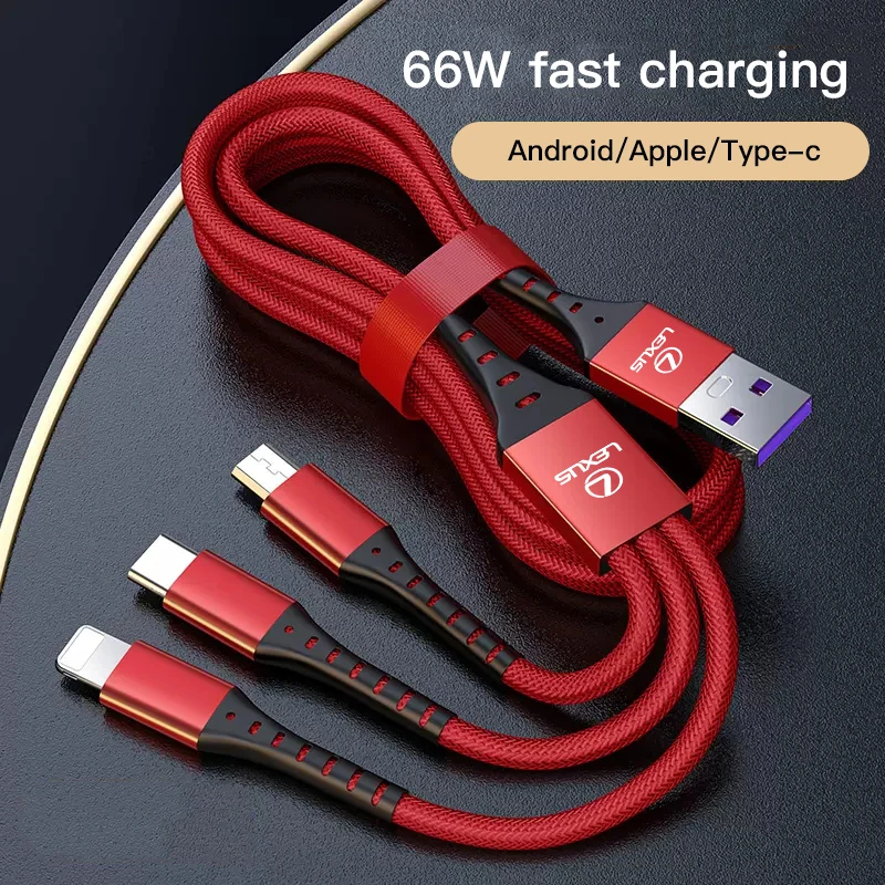 3 In 1 Fast Charging Cable Mobile Accessories For Lexus RX330 IS250 Ct200h ES300h RX350 IS300h NX300h ES350 Fsport Charging Line