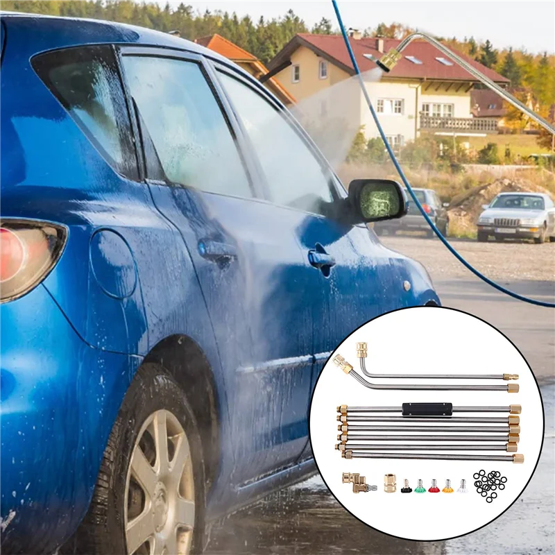 AB06 مجموعة أدوات تنظيف المزراب جهاز تنظيف يعمل بالضغط العالي تمديد عصا مجموعة رذاذ مرفق لأجزاء تمديد العصا
