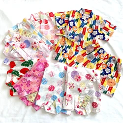 New Arrival Japanese Girls Short-Sleeved Cotton Kimono Suit Children'S Printed Short-Sleeved Bathrobe Pajamas 90-160cm LC710