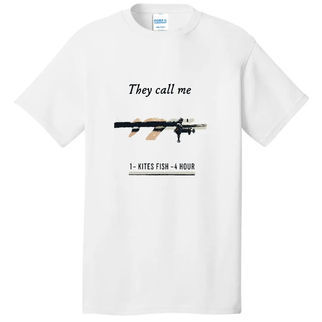 The Call Me 1 - KITES FISH - تي شيرت أبيض بأكمام قصيرة مطبوع عليه صورة بندقية 4 ساعات، تي شيرت كاجوال برقبة دائرية صيفي قابل للتنفس - U #4