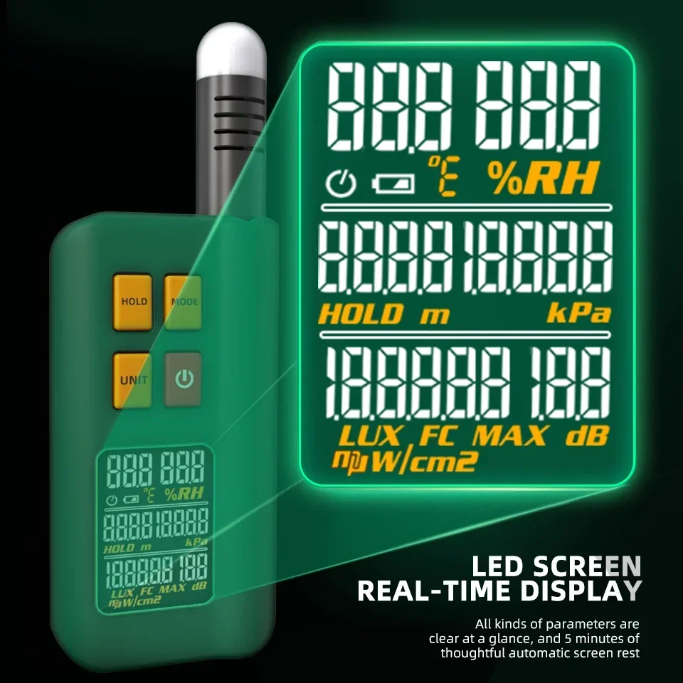 BSIDE GX1 Ambient Temperature Humidity Light Noise Altitude Tester Illuminance Meter Digital Barometer Multifunction test