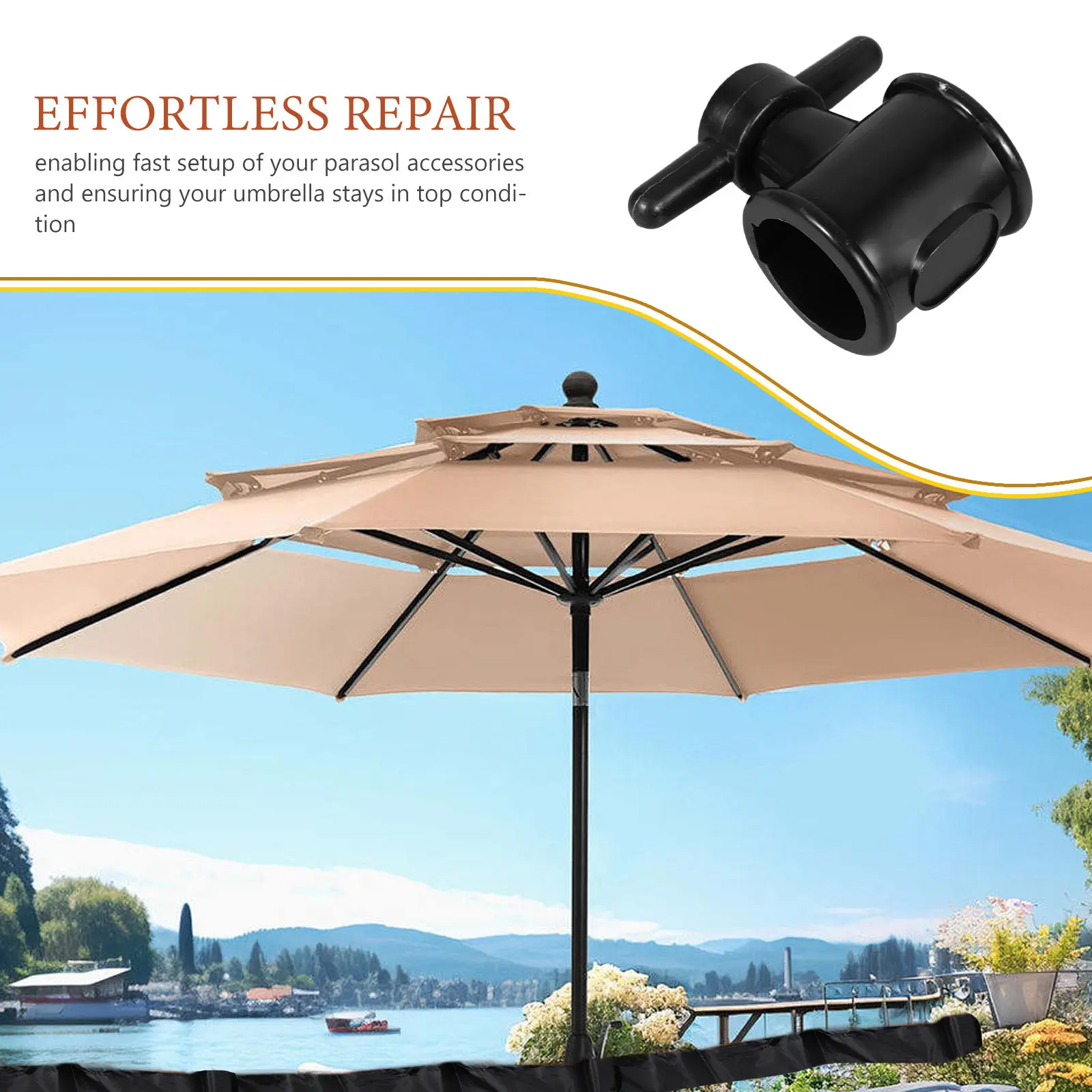 Umbrella Pole Replacement Connector 2.9cm Screw Joint Outdoor Garden Patio Beach Porch Umbrella Repair Parts Stable Fix