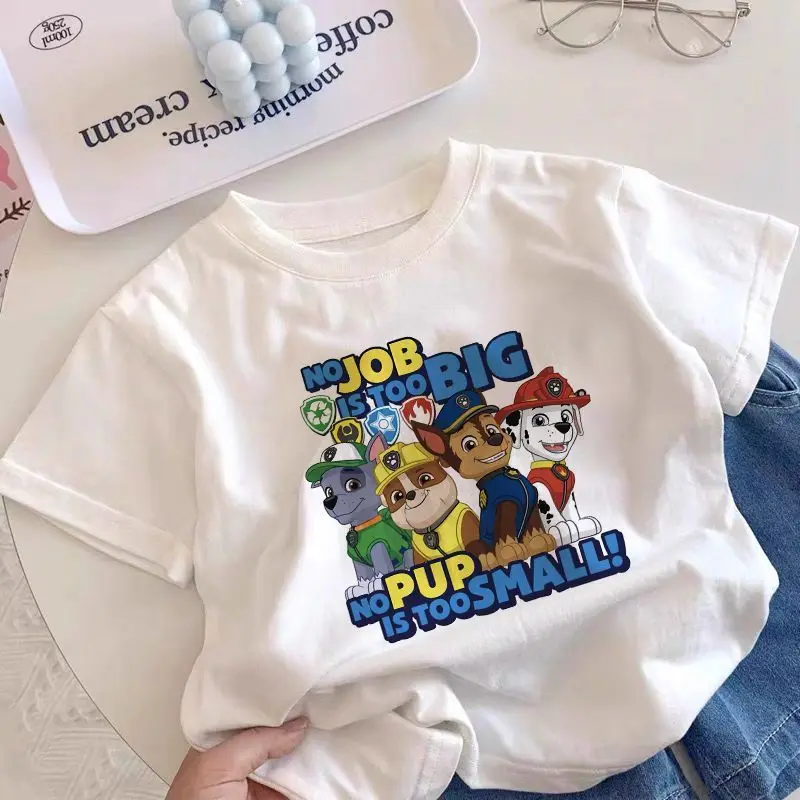 New Summer 2026 White Children's T-shirt Woof Team Printed C