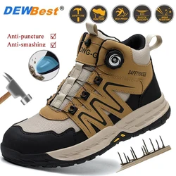 New protective steel head anti-smash anti-puncture safety shoes rotating button convenient lazy shoes wear-resistant non-slip