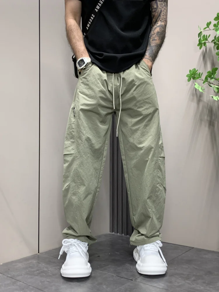 

New 2025 Men's Casual American European Sle Drapey Spor Straight Leg Harlan Pants Faionable Loose Fit Long Trousers