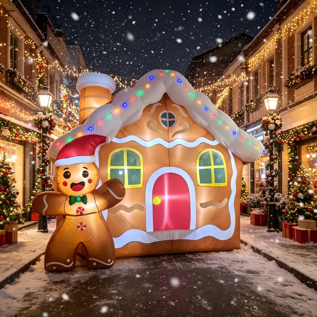 11.2FT Giant Christmas Inflatables Gingerbread House with Gingerbread Man, Built-in LED Lights, Gingerbread Blow Up, Inflatable Gingerbread Christmas, Christmas Inflatables Outdoor Decorations for Garden, Lawn, Patio, Yard and Holiday Party Display