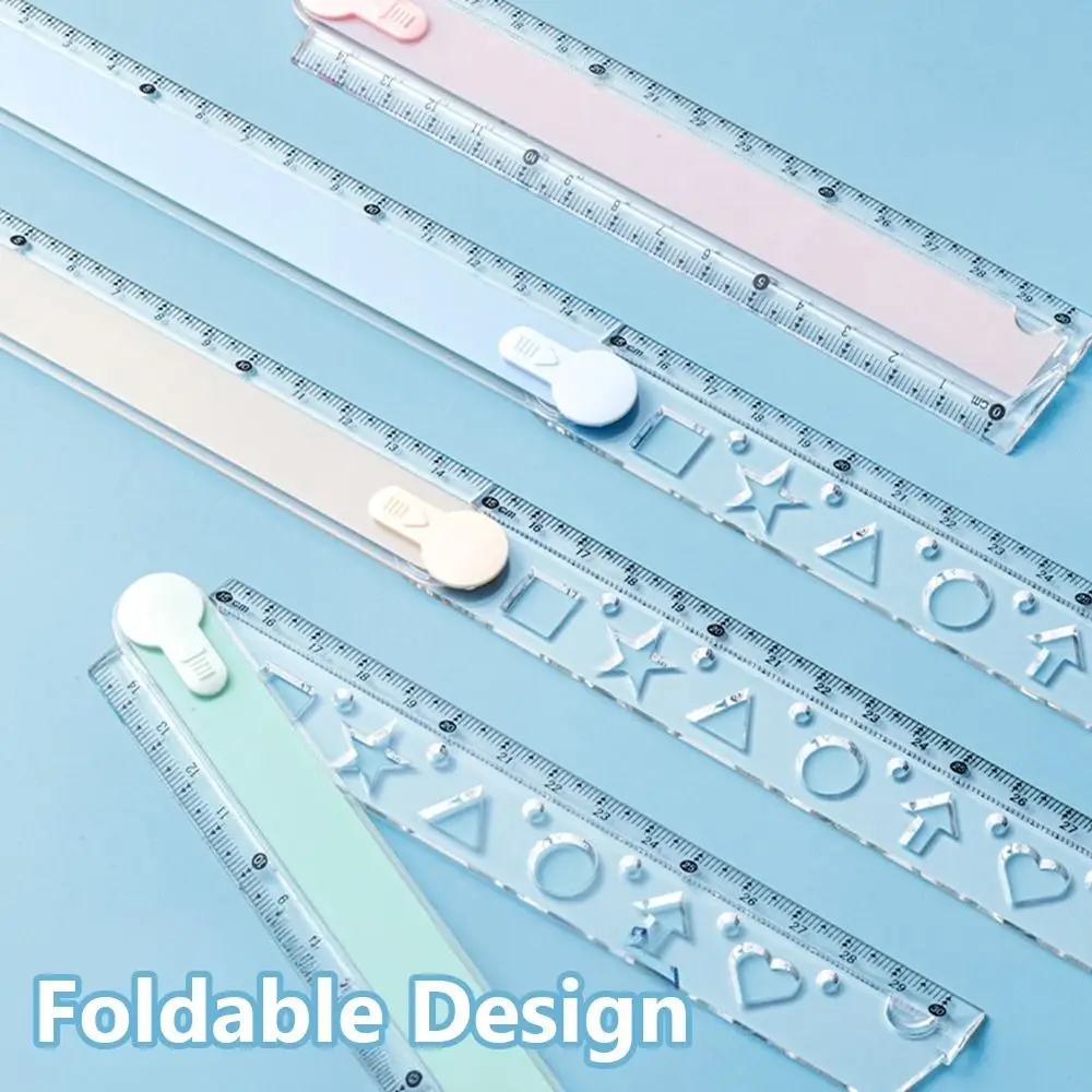 Multifunctional 30CM Foldable Ruler Foldable Clear Scale Straight Ruler Easy Storage Measuring Ruler Gift