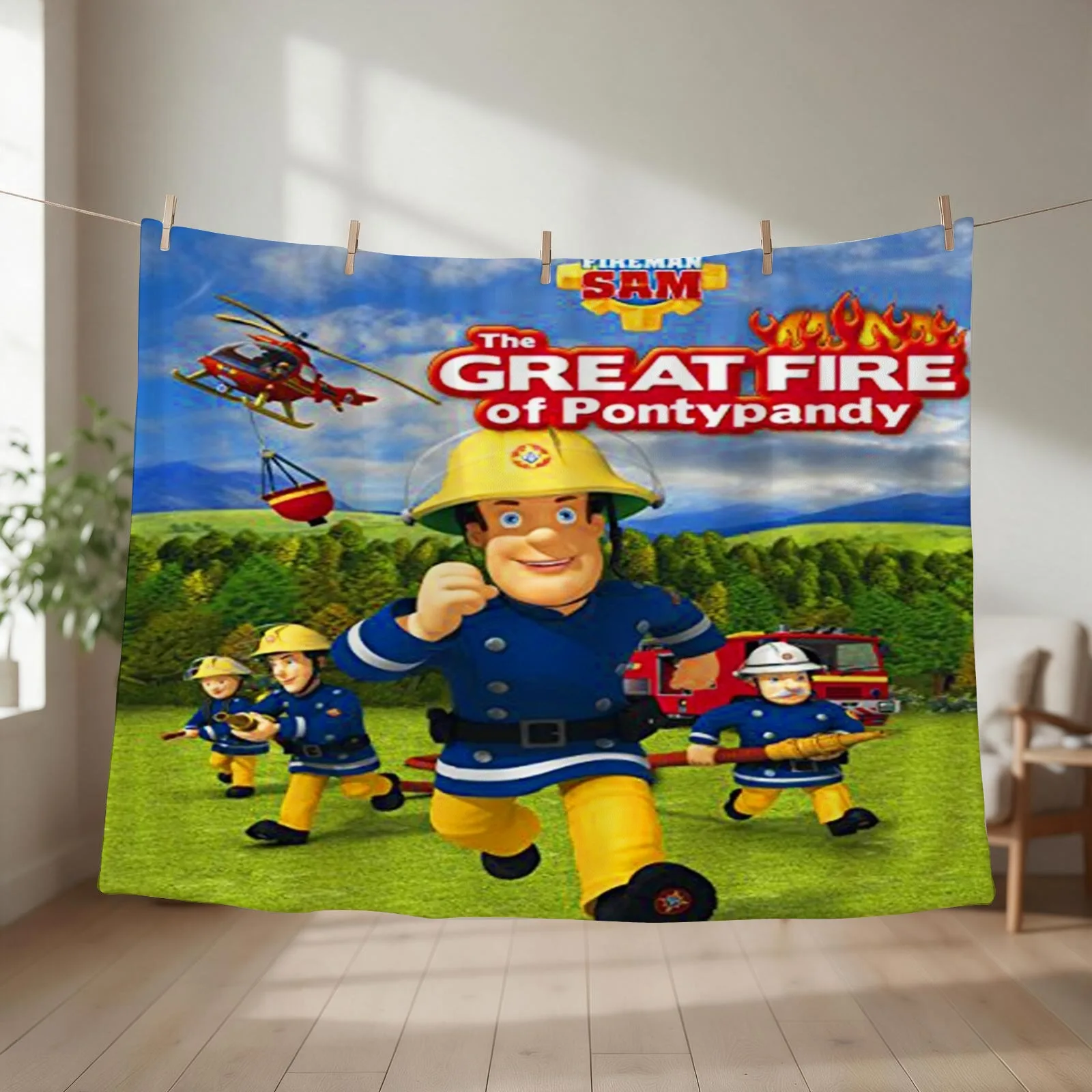 fireman sam fireman toys pajamas birthday party supplies clothes Throw Blanket