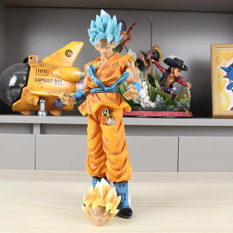 30cm Dragon Ball Z Super Saiyan Anime Figure Blue Son Goku Kakarotto Statue Pvc Dbz Action Figurine Collectible Model Toy Gift