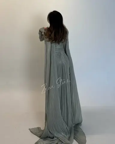 Verngo Grön Glänsande Aftonklänning O-ringning Långärmad Formellt Tillfälle Elegant Plisserad Arabisk Balklänning Skräddarsydd 10 best sales Arabisk förlovningsklänning - №3