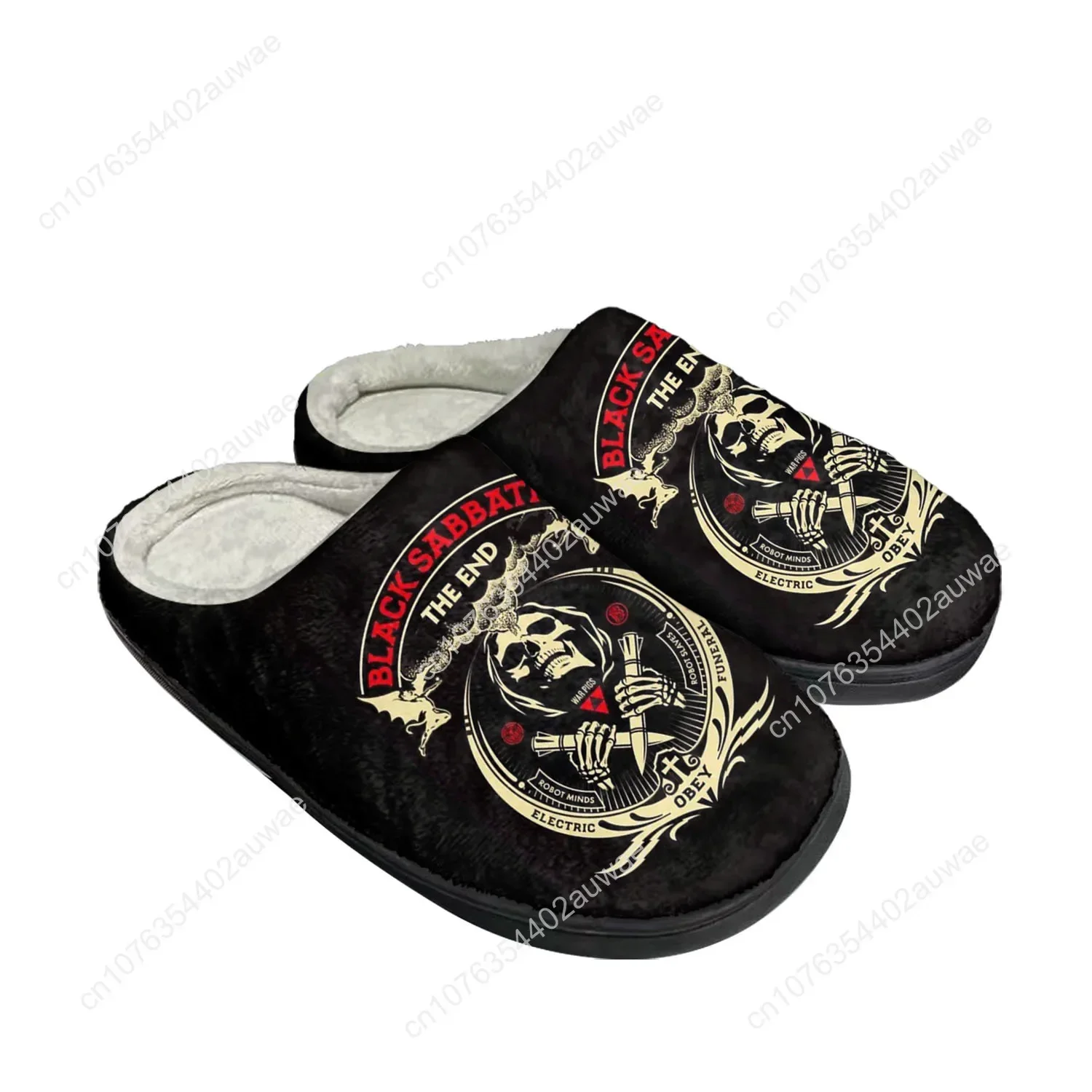 Black Heavy Metal Band Sabbath Home Cotton Slippers High Quality Mens Womens Youth Boy Girl Plush Bedroom Custom Thermal Slipper