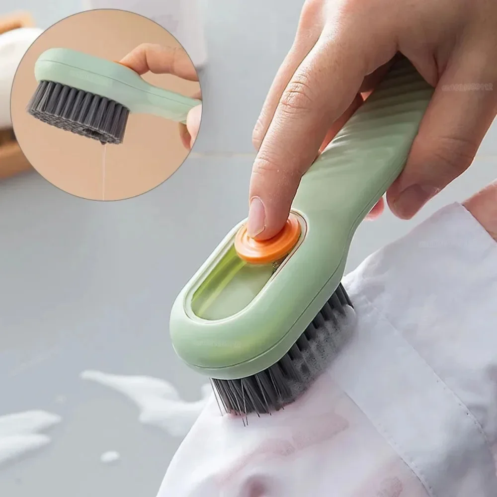 1/2Pcs Multifunction Cleaning Shoe Brush Soft Automatic Liquid Shoe Brush Long Handle Clothes Soap Brush with Hook Clean Tool