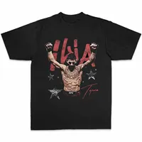 2025 New Ilia Topuria UFC Printed T Shirt MMA Cotton Black Short Sleeve Fightwear Mens Combat Sports Merch Tee