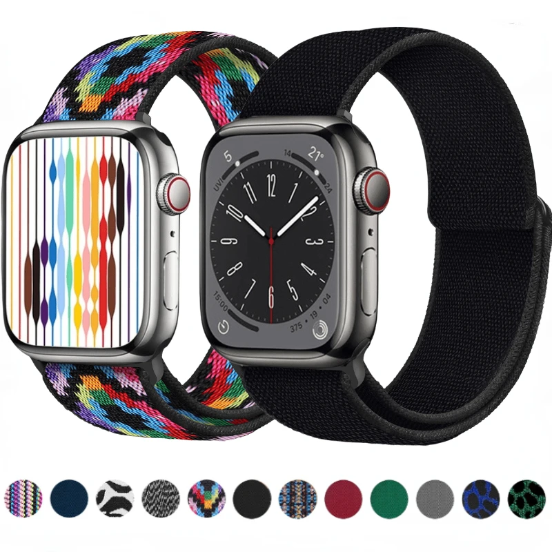 Geflochtenes Schlaufenarmband für Apple Watch Ultra 3 2 49mm 11 10 9 8 7 45mm 41mm 46mm 42mm Nylon-Armband für iWatch 6 5 4 SE 44mm 40mm