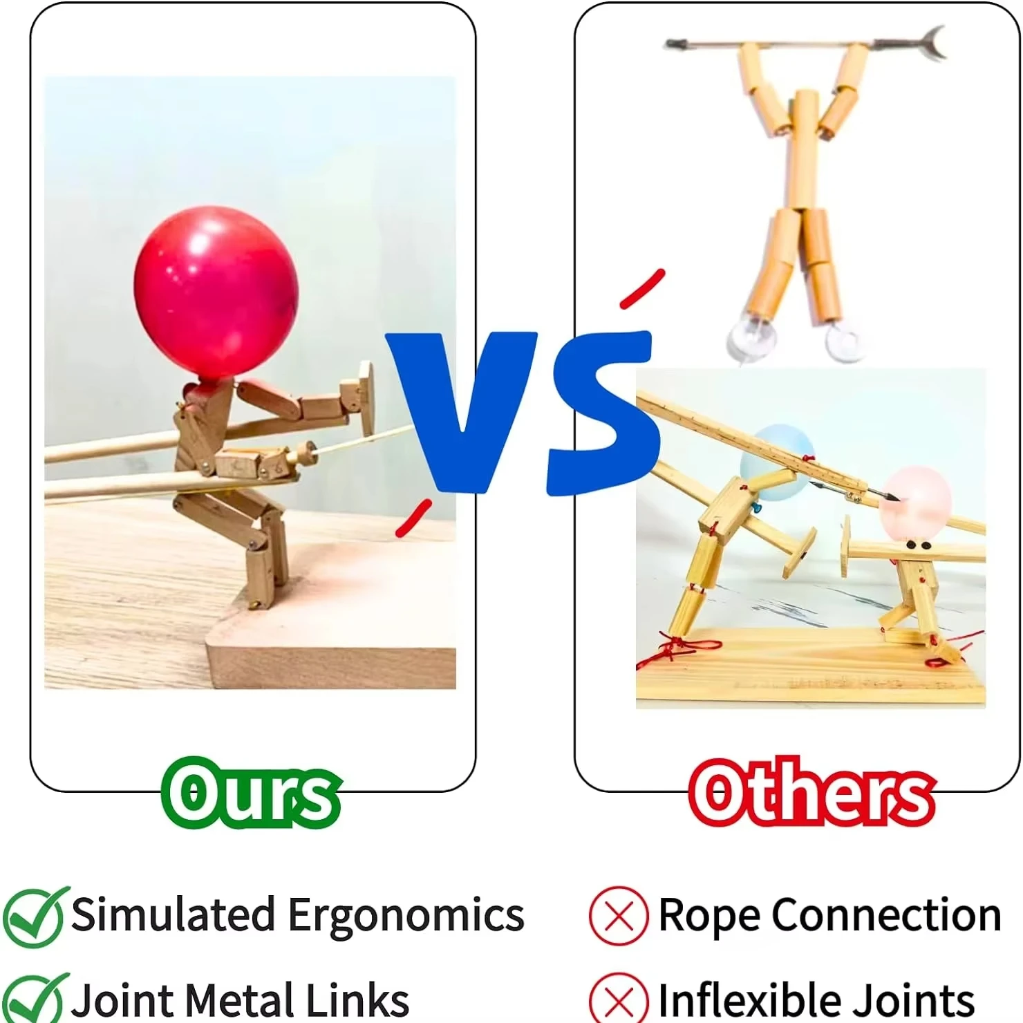 Globo de bambú para hombre, versión engrosada, marionetas de esgrima para hombre de bambú, juego de batalla para 2 jugadores, Whack A Balloon Party Home