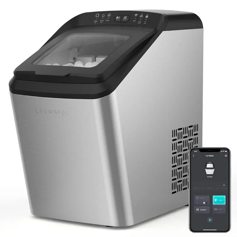 CROWNFUL Smart Ice Maker Countertop, with App Remote Control Ice Machine, 9 Bullet Ice Ready in 7-10 Mins, 33lbs in 24H