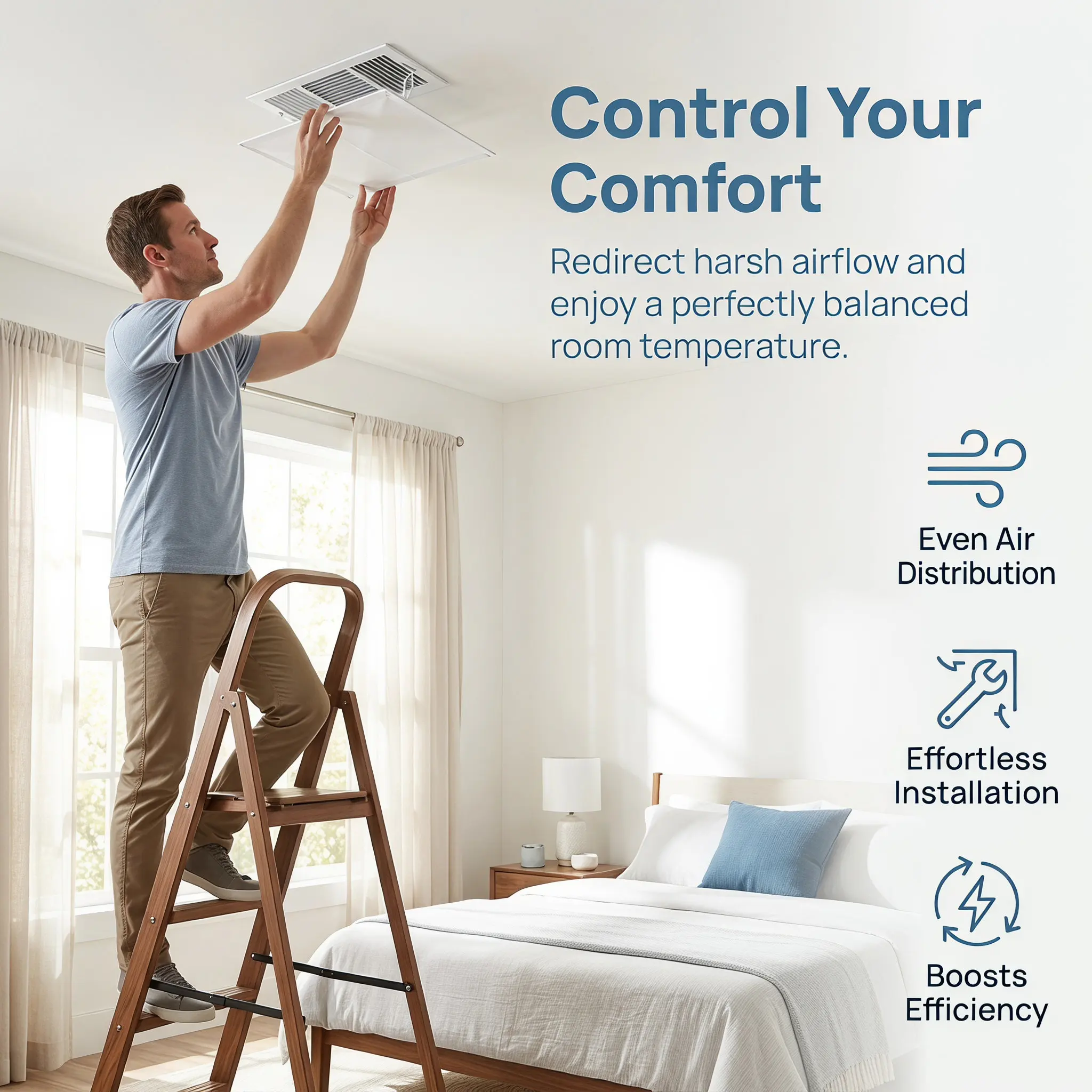 Central Air Conditioner Windshield Square Baffle Deflector for Ceiling Vents Improves Ac Efficiency Comfort Anti Direct