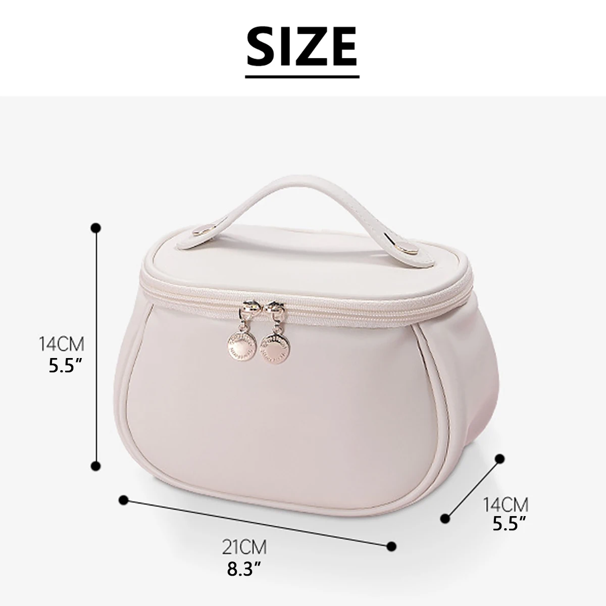 Portable PU Makeup Bag, Large Waterproof Cosmetic Pouch, Travel Washbag With Handles
