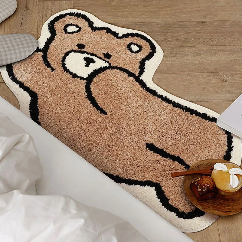 

Kawaii Bear Rug Carpet for Living Room Bederoom Beside Area Rugs Non-slip Door Mat Faux Cashmere Floor Mats Kids Room Decor