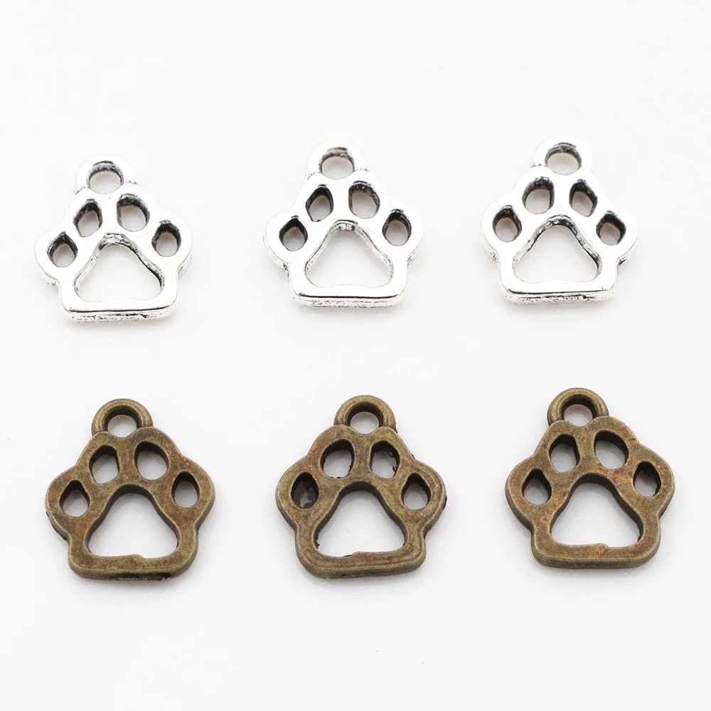 20pcs Charms dog paw 13x11mm Tibetan Silver Plated Pendants Antique Jewelry Making DIY Handmade Craft