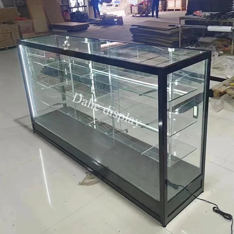 Custom.48 ''led glass counter aluminum frame smoke shop showcase for retail showcase display for Smoke Shop