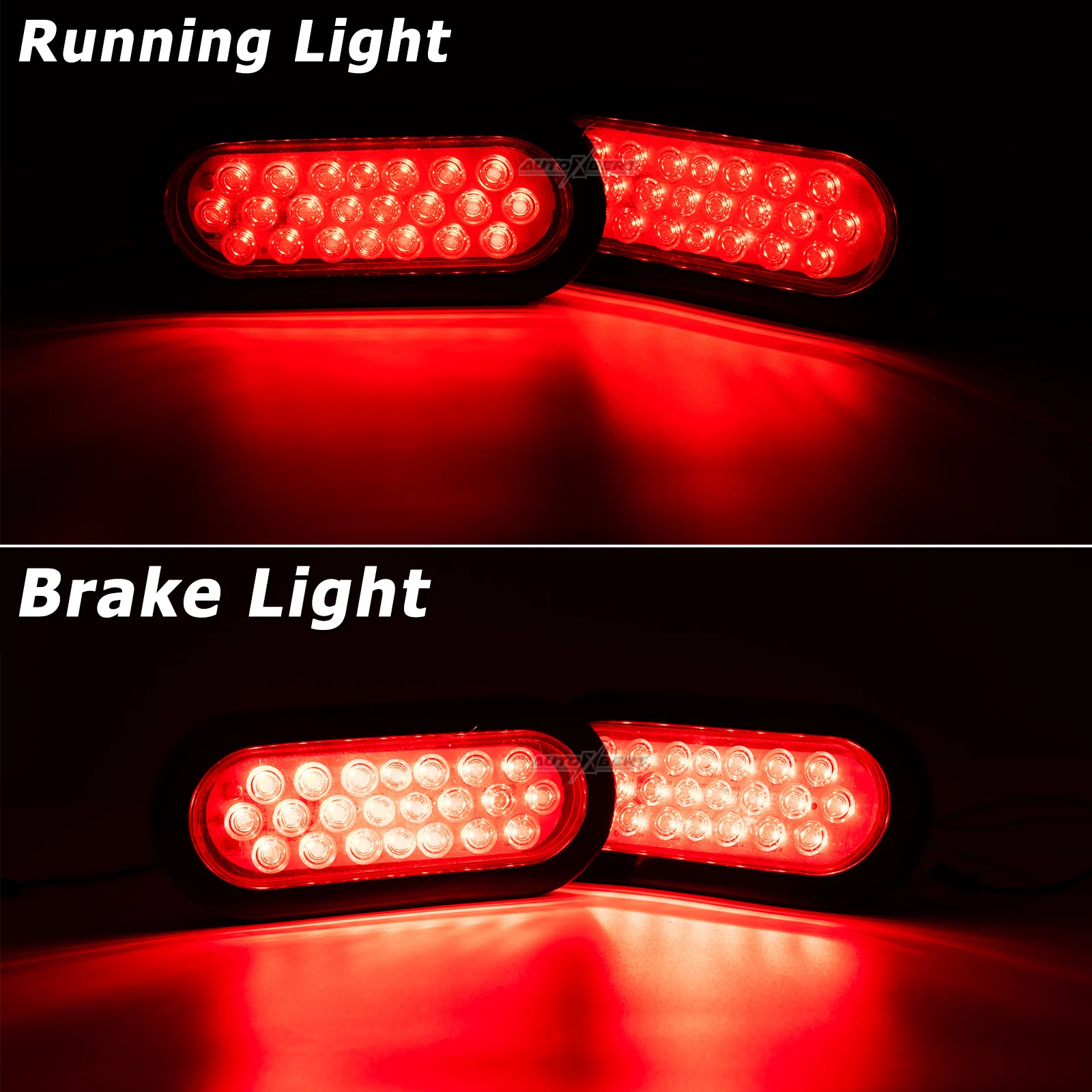 2pcs 6'' Car LED Oval Tail Light Upgrade Rear Brake Hamburger signal Lamp For Truck Trailer RV SUV Van Bus Lorry Caravan tractor