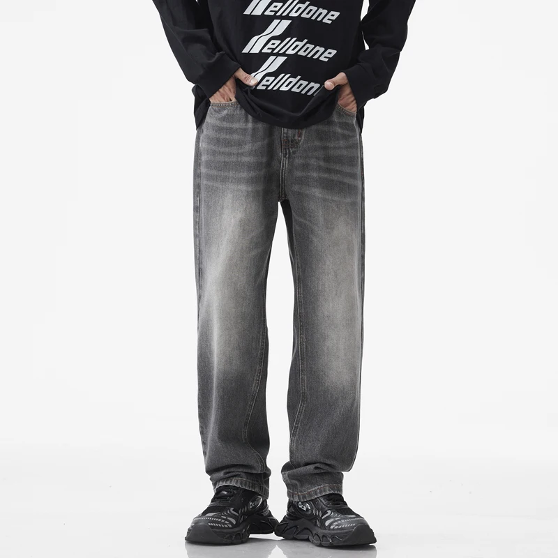 

simple personality Khmer soft American retro brand straight leg jeans