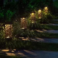 LED Solar Lawn Light Solar Powered Openwork Projection Light Garden Decoration Outdoor Retro Buried Lamp Yard Balcony Night Lamp