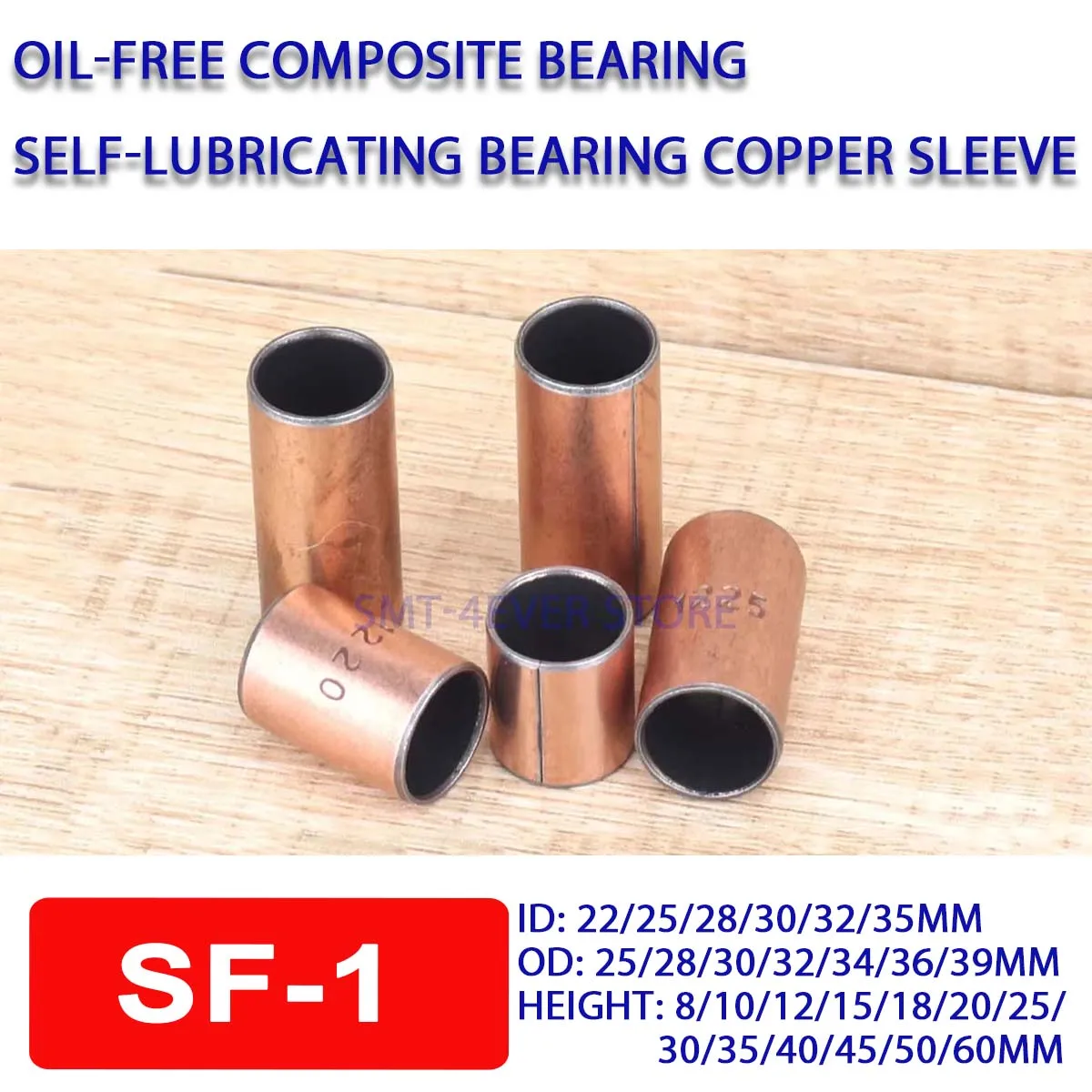 1/2/3/5Pcs 22/25/28/30/32/35mm SF-1 Oil-Free Composite Bearing Copper Sleeve Self-Lubricating Bearing Wear-Resisting Bushing