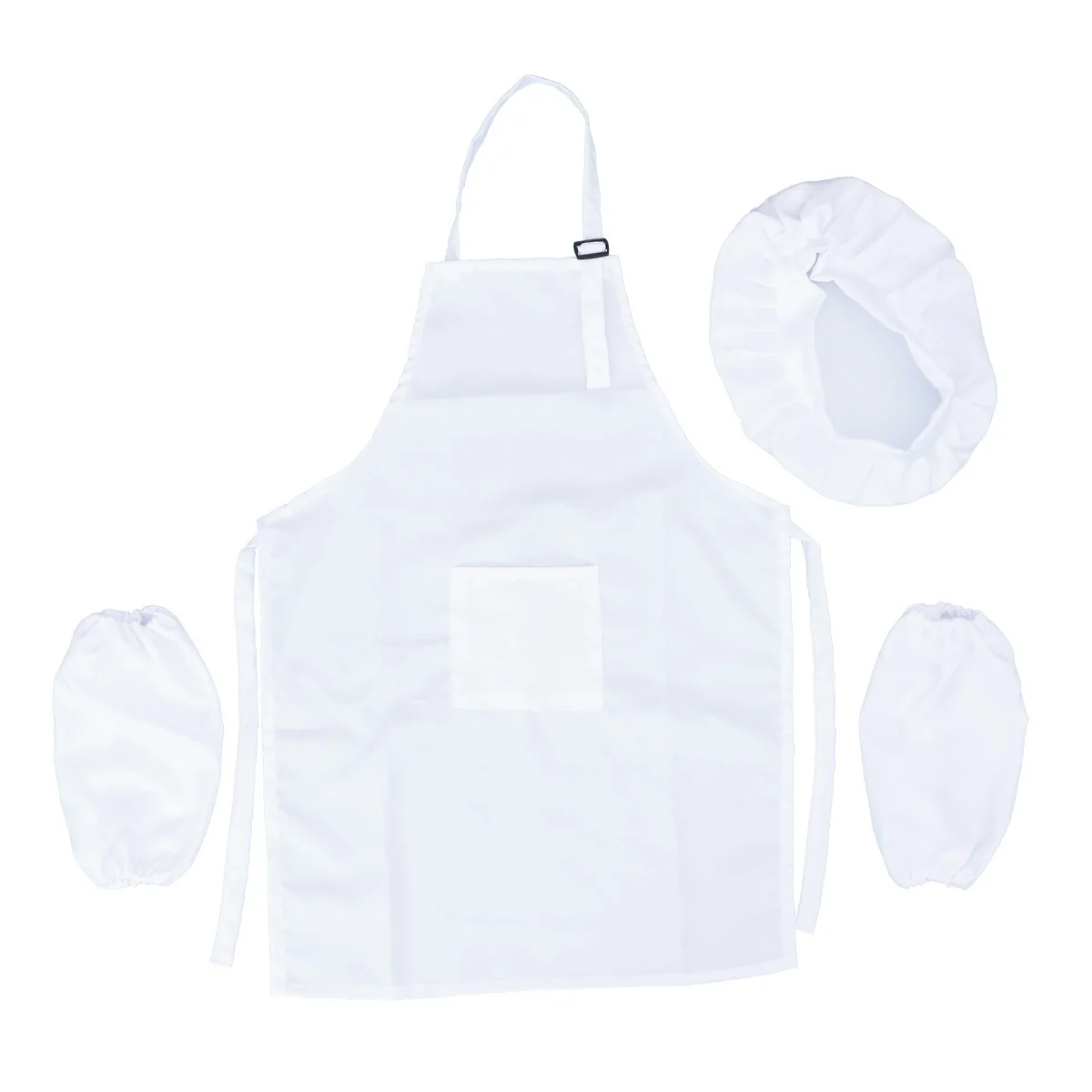 3Pcs Children Hat Apron Cooking Sleeve Kitchen Playset Educational Creative Cooking Play (White, L) (Random Style)