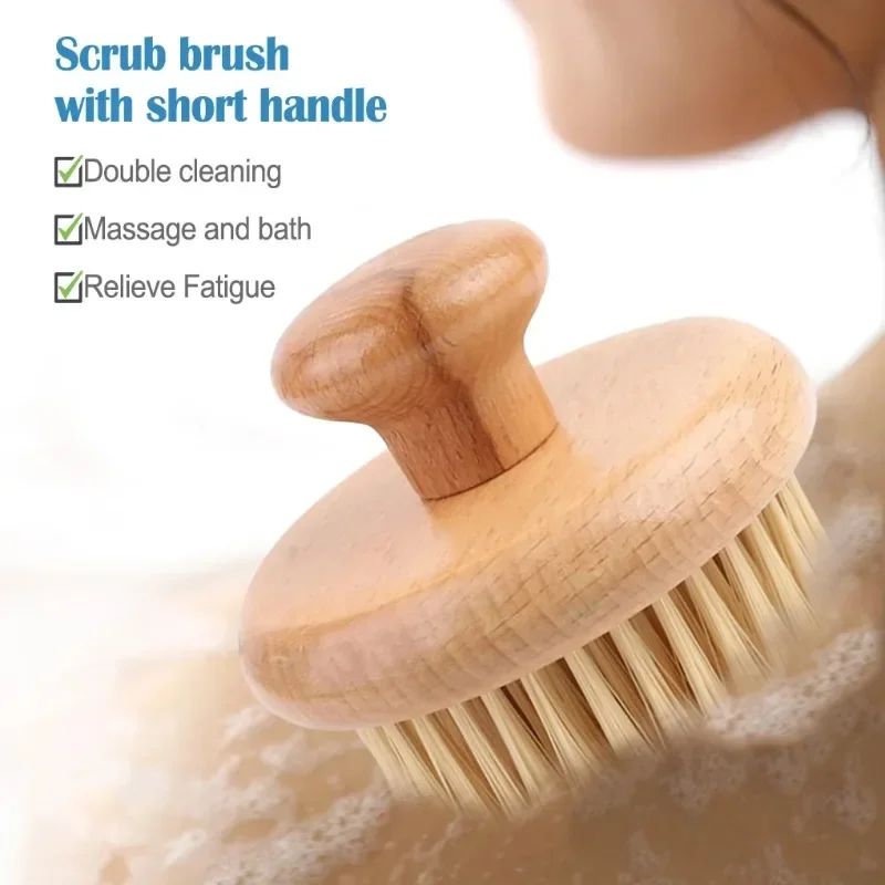 

Round Bath Shower Body Exfoliating Brush Natural Sisal Bristles Wood Handle Dead Skin Remover Back Scrubber Massage bath Tool