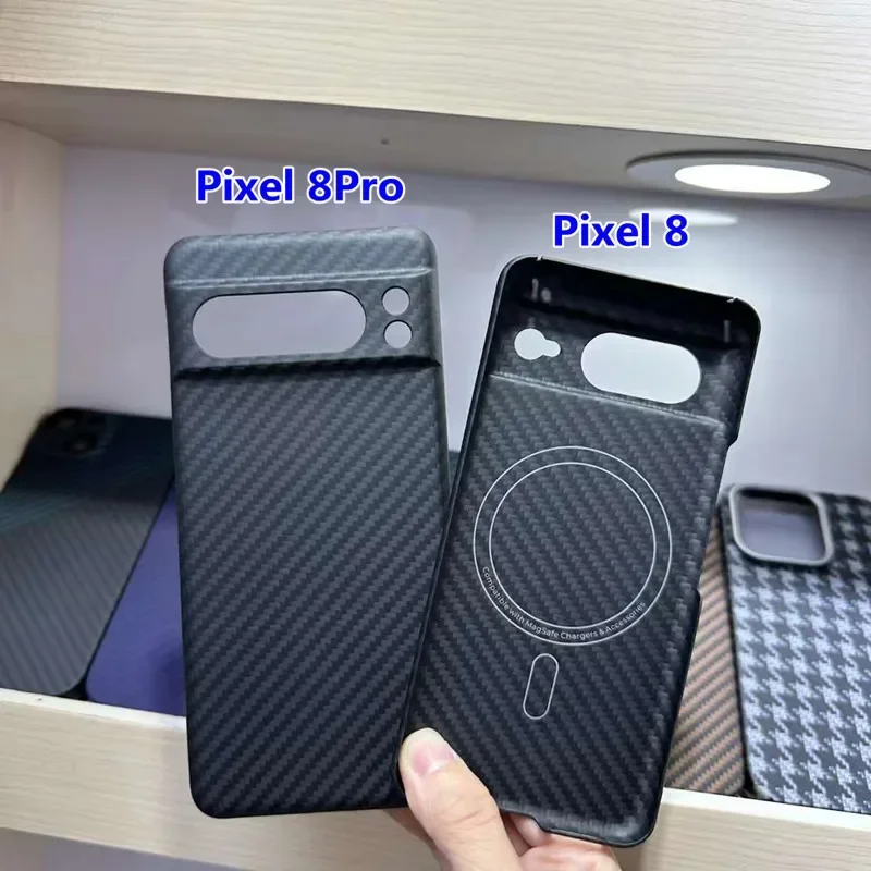 

MagSafe Case Carbon Fiber Case for Google Pixel 8 Pro /Pixel 8 Aramid Fiber Phone Cover Shockproof Protective Cover