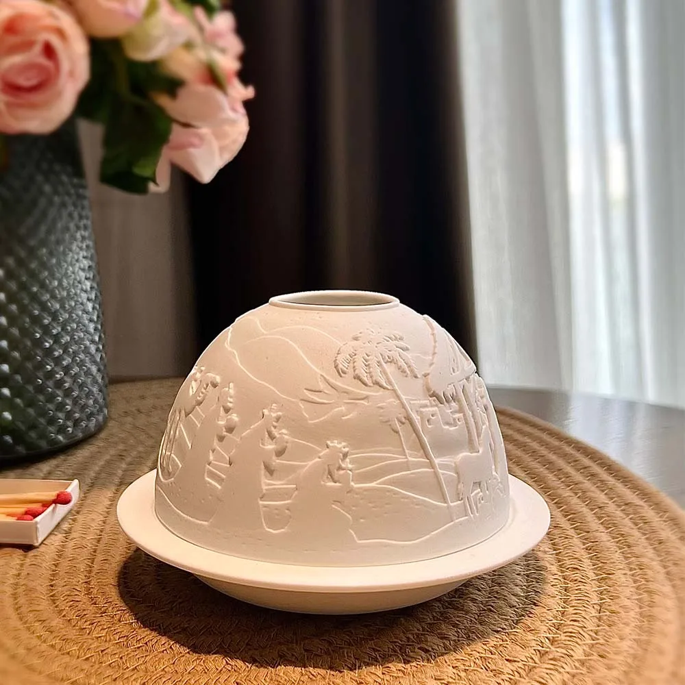 

Christmas Gifts European Vintage Jesus Tea Light Porcelain Candle Holder china for Church X'mas Home Decor Soak In The Tub