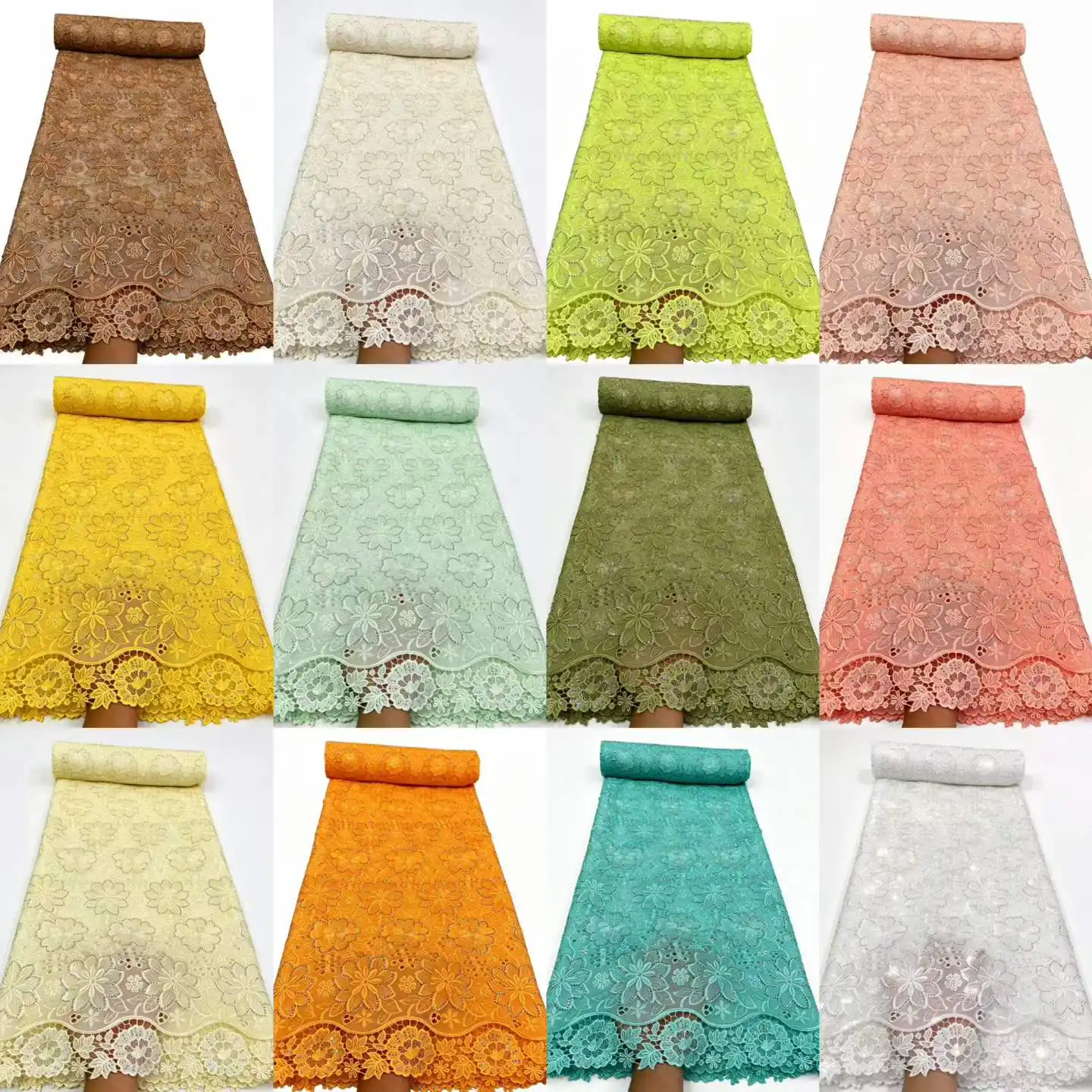 5yards New African Guipure Fabric Stone Embroidery Cord Lace  Traditional Senegal Water Soluble Fashionable Sewing Material 3672