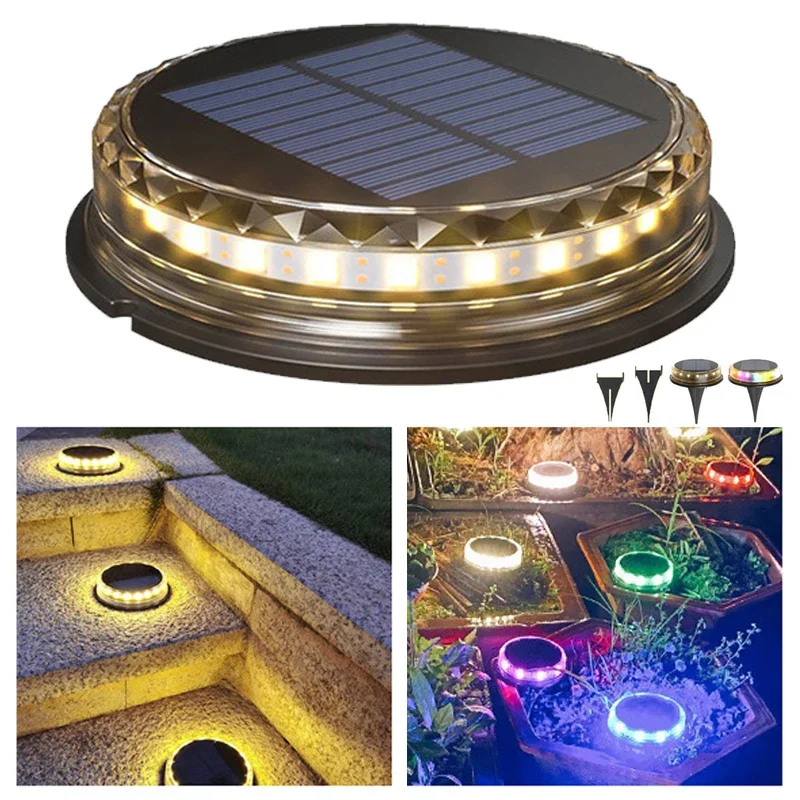 

NEW Solar Power Disk Light IP65 Waterproof Outdoor Lighting Landscape Floor Lamps for Garden Pathway Courtyard Lawn Decoration