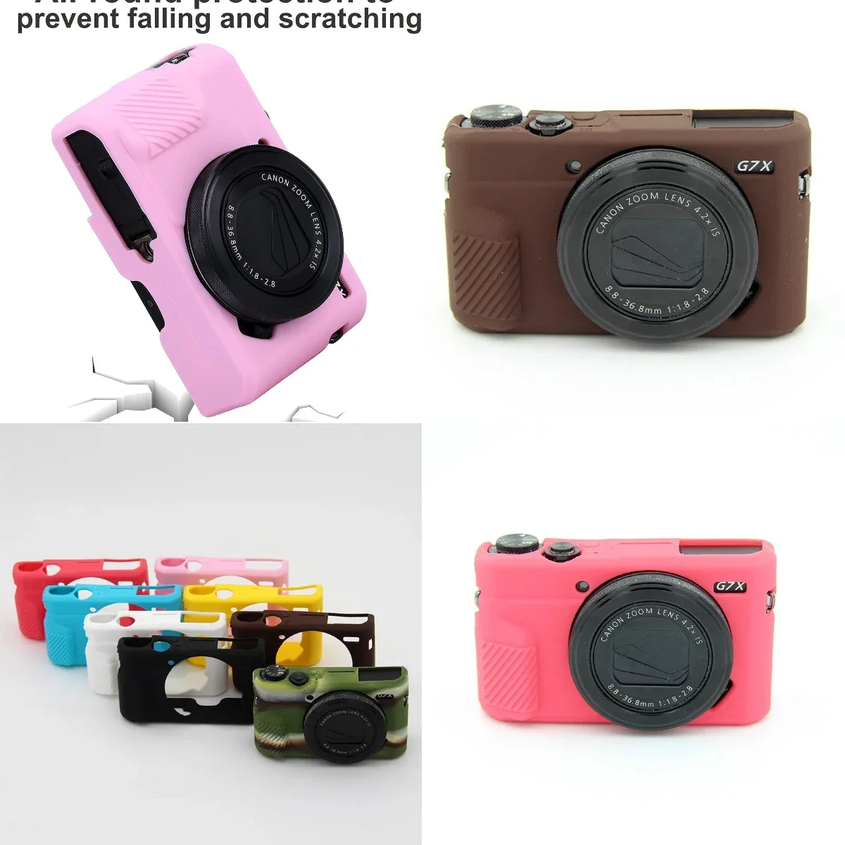 

For Canon G7XII Mark 2 III G7X3 Mark 3, Silicone Camera Case For Travel Soft Silicone Armor Camera Bag Case