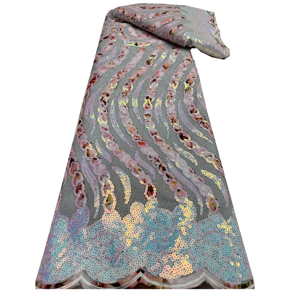 

Clearance sale African Sequins Velvet Nigerian Wedding Lace Fabrics 2025 Gold High Quality Lace French Lace Fabric For Dress