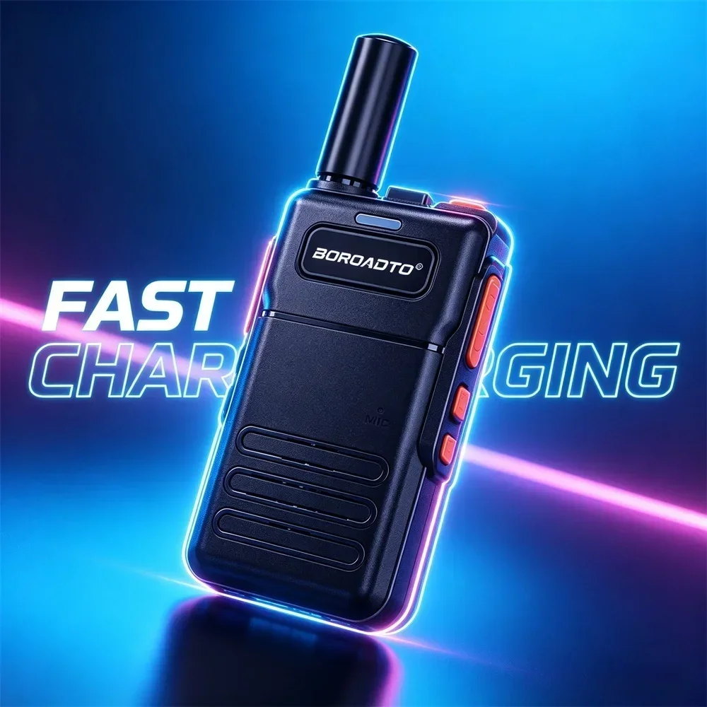 2Pcs Mini Portable Two-Way Radio UHF Transceiver Set Long Range Rechargeable Walkie Talkies - Compact Communication Tools