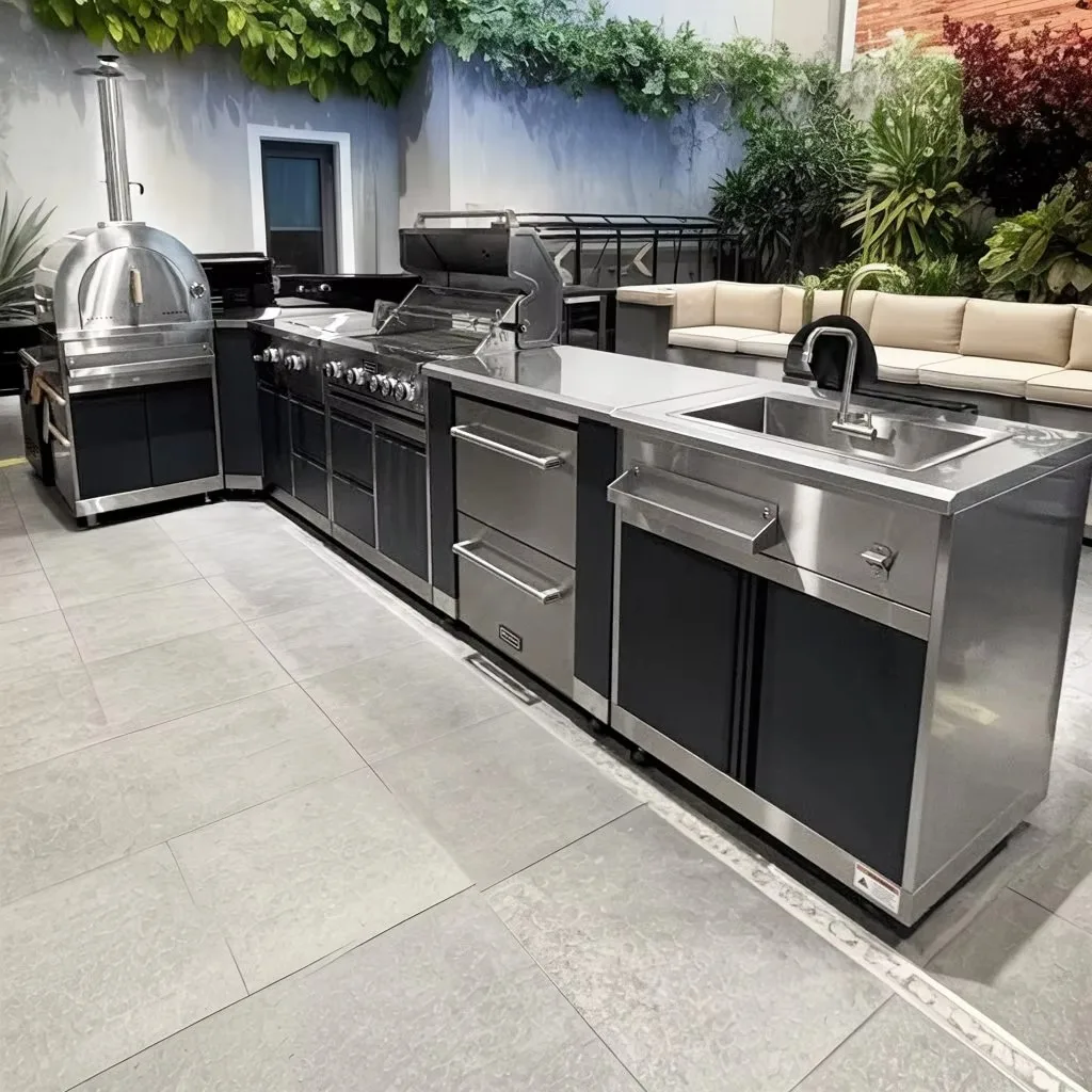 #   Heiße Verkäufe Großhandel maßgeschneiderte modulare Outdoor-Küche langlebig und robust mit Grill und Spüle aus hochwertigem Edelstahl