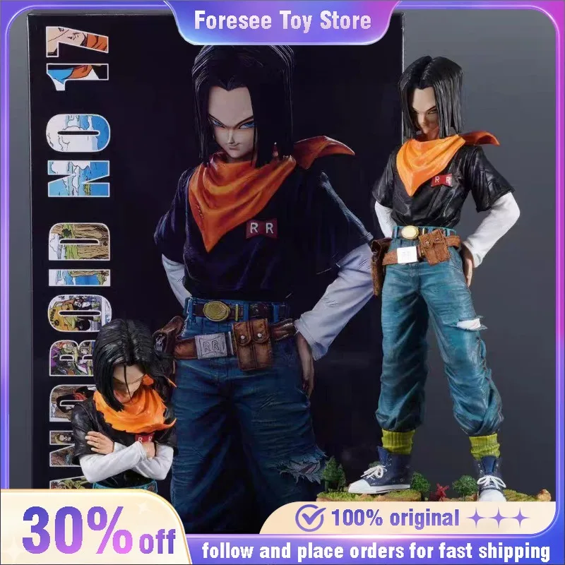 29cm Dragon Ball Anime Figure Black Pearl Android 17 Figure Replaceable Half-Body Figure Statue Decoration Toy Christmas Gifts