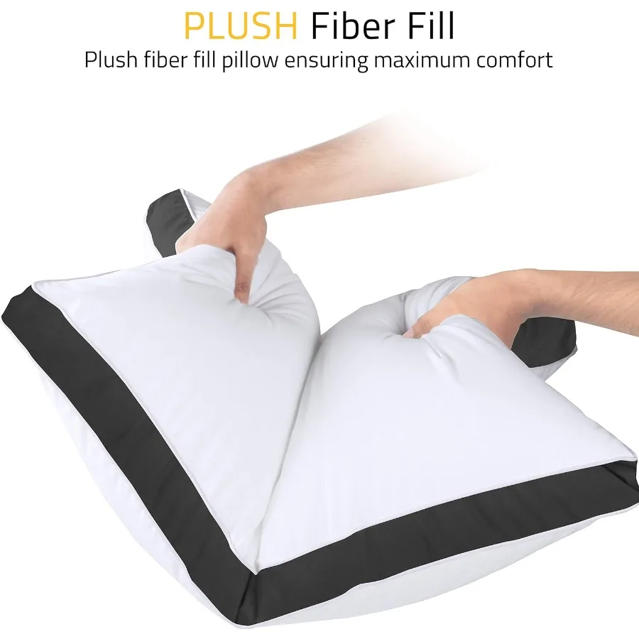 Bed Pillows for Sleeping Queen Size Black Set of 2 Cooling Hotel Quality Gusseted Pillow for Back Stomach or Side Sleepers Idea