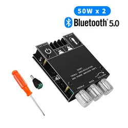 ZK-502MT 2*50W Bluetooth 5.0 Subwoofer Amplifier Board 2.0 Channel High Power Audio Stereo Amplifier Board AUX Bass Treble AMP