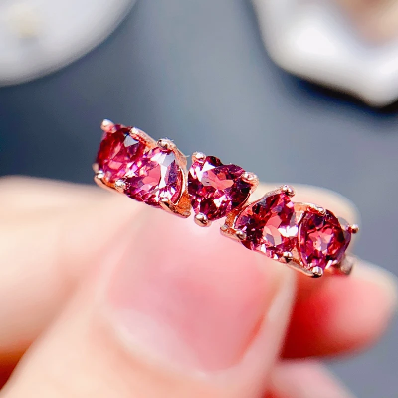 Natural Garnet ring for women silver 925 jewelry luxury gem stones 18k gold plated free shiping items Party Gift