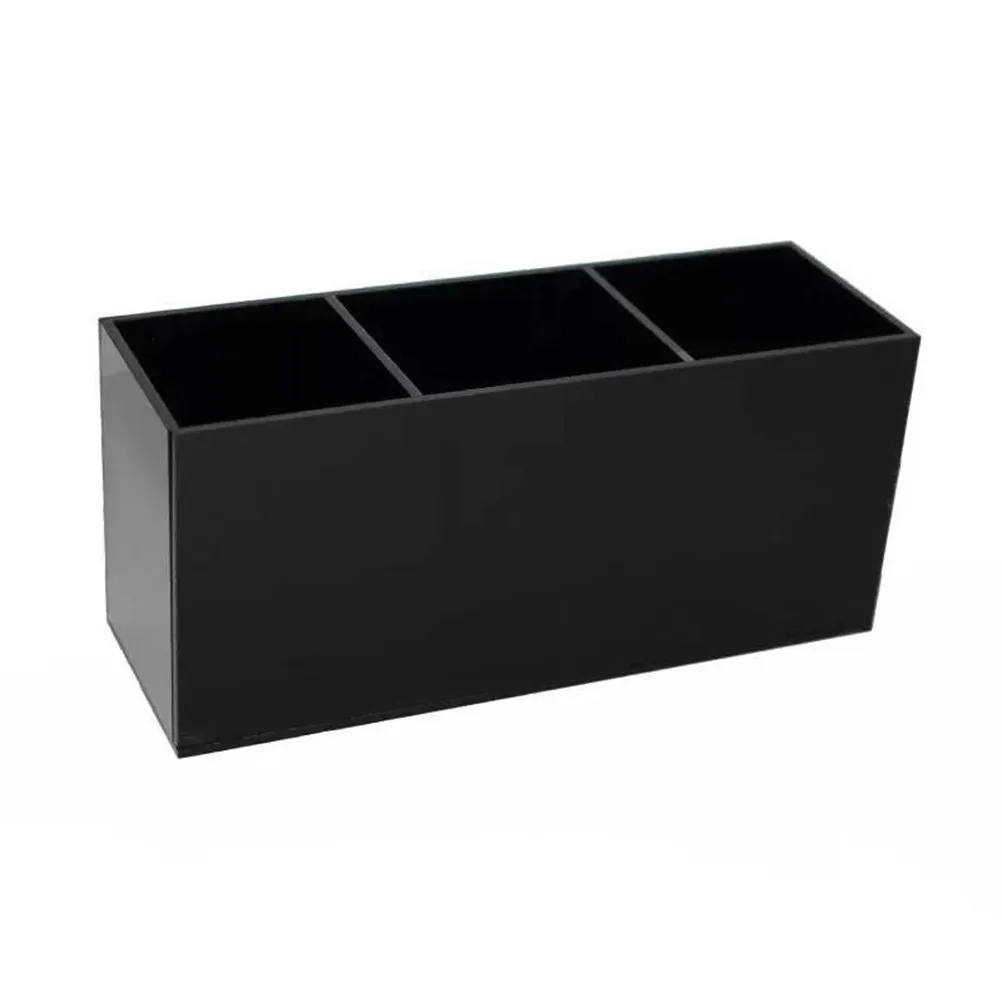 3 Grids Black Acrylic Makeup Brush Storage Box Creative Organizer for Brushes Eyebrow Pencil Eyeliner Storage Canister