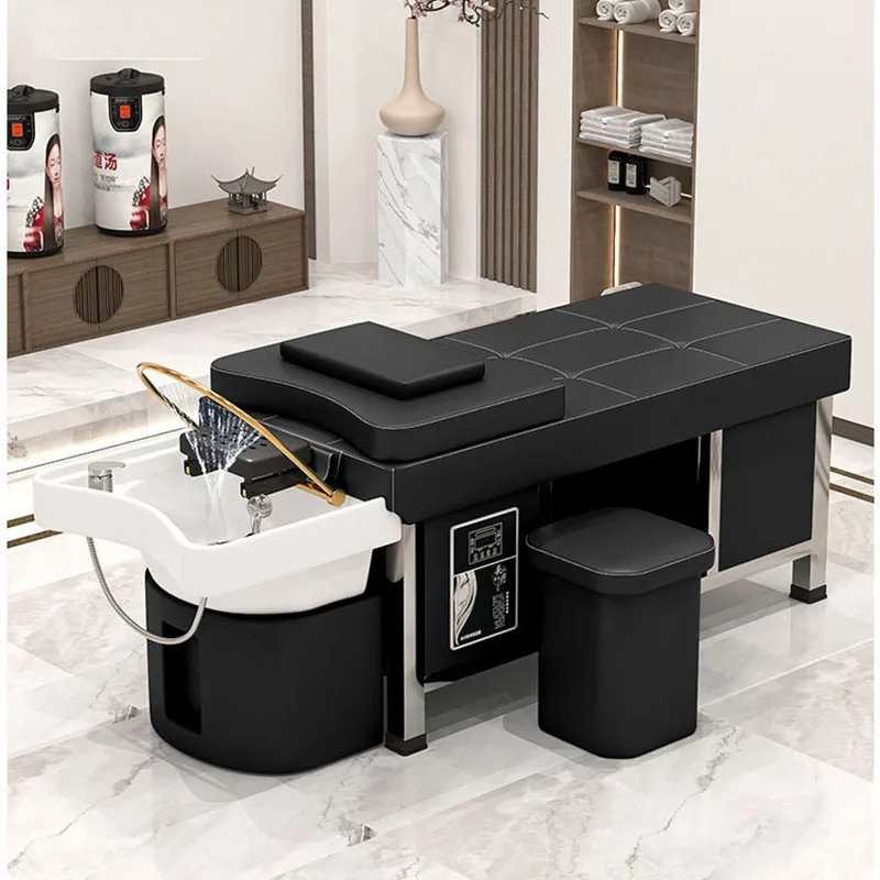 

WDY Modern Professional Beauty Salon Furniture Barbershop Black Thai Shampoo Massage Bed With Steam Water Therapy Circulating