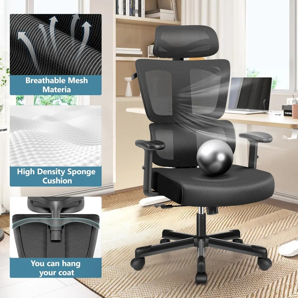 Primy Office Chair Ergonomic Desk Chair, High Back Computer Gaming , Comfy Big and Tall Home Office Chair with Lumbar Support