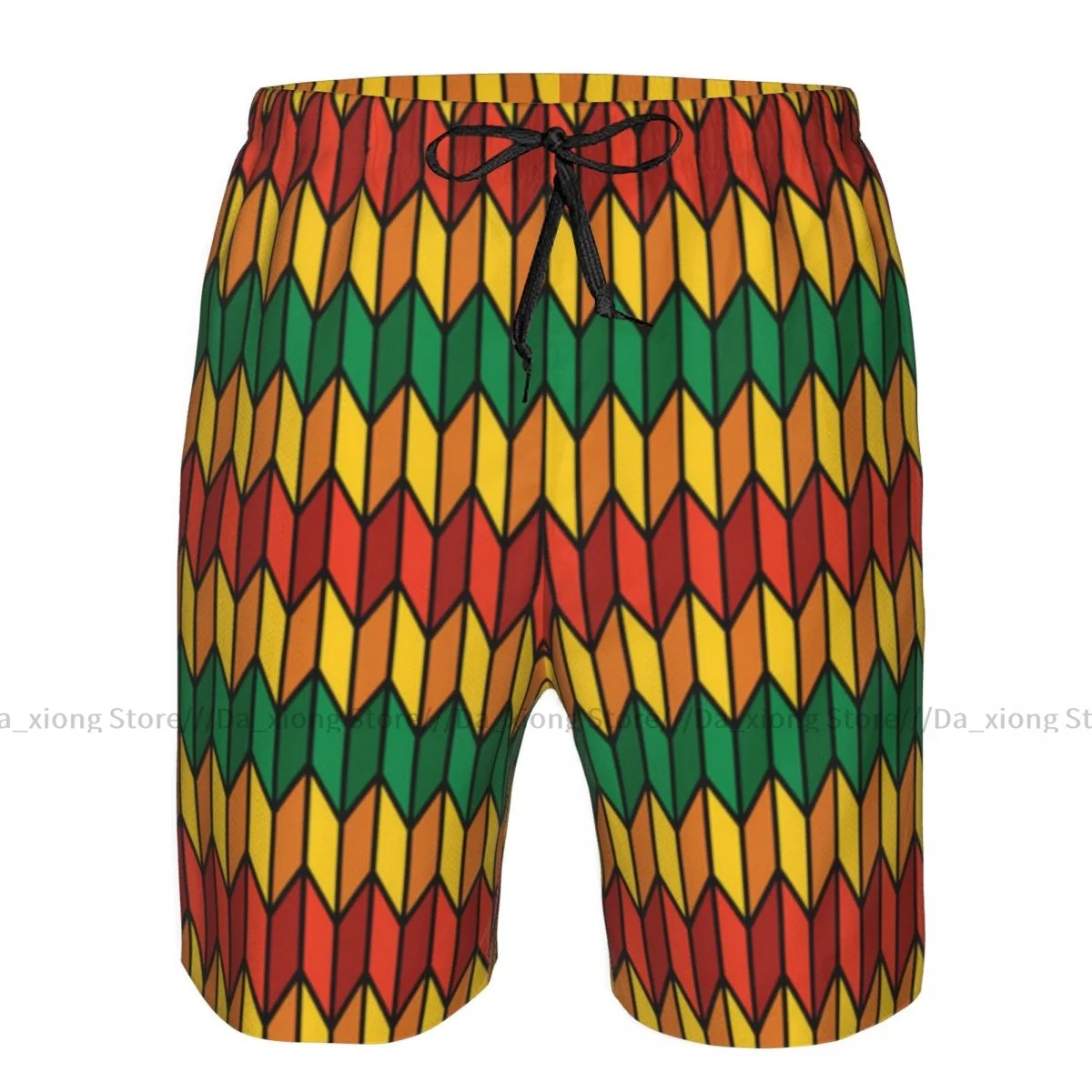 Mens Swimming Shorts Swimwear Rasta Geometrical Zig Zag Triangle Trunks Swimsuit Beach Wear Boardshorts