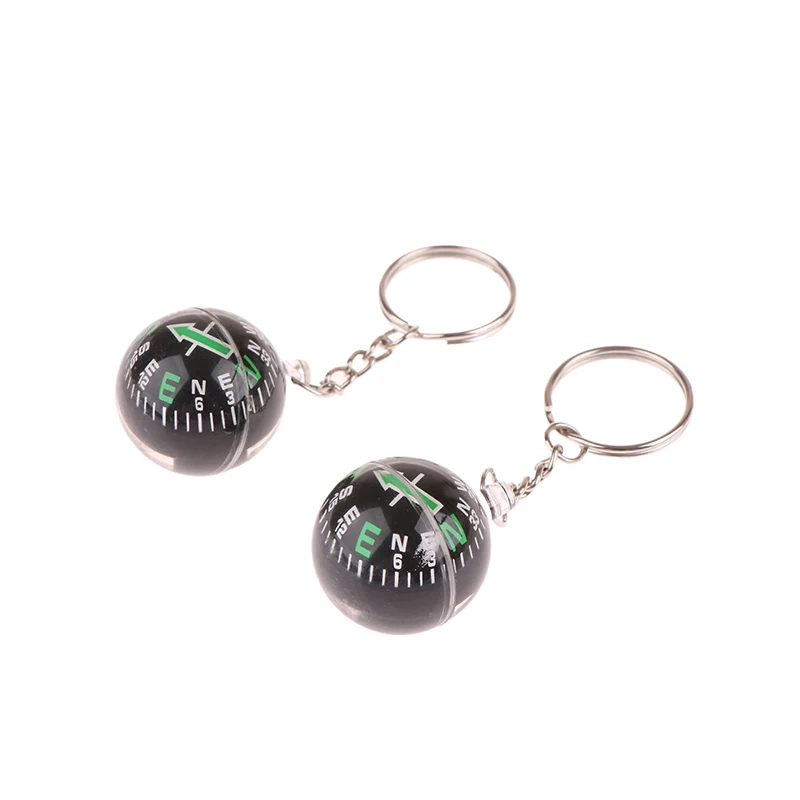 1pc Ball Keychain Liquid Filled Compass For Hiking Camping Travel Outdoor Survival