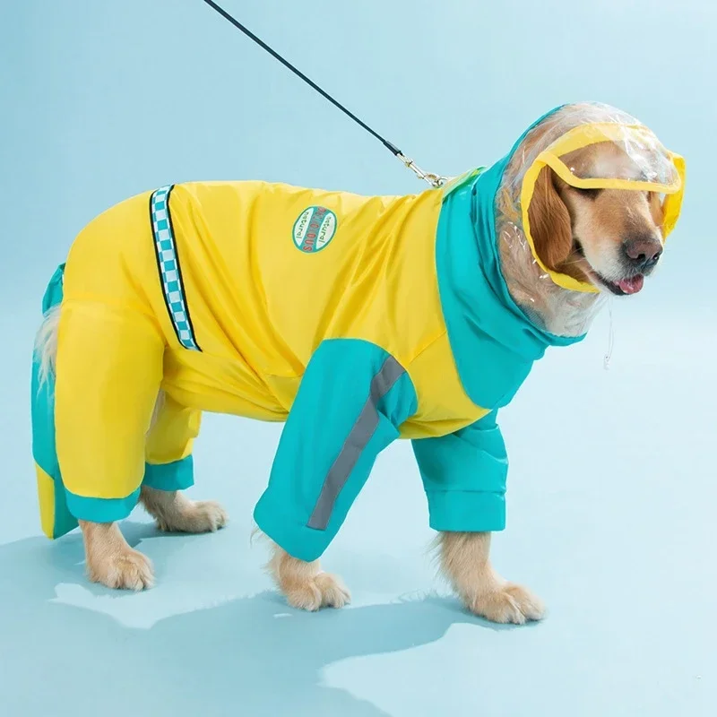 Chubasquero para perro grande todo incluido, protección del vientre, traje de lluvia, cubierta trasera de cuatro patas, abrigo impermeable de Golden Retriever Samoyedo Husky